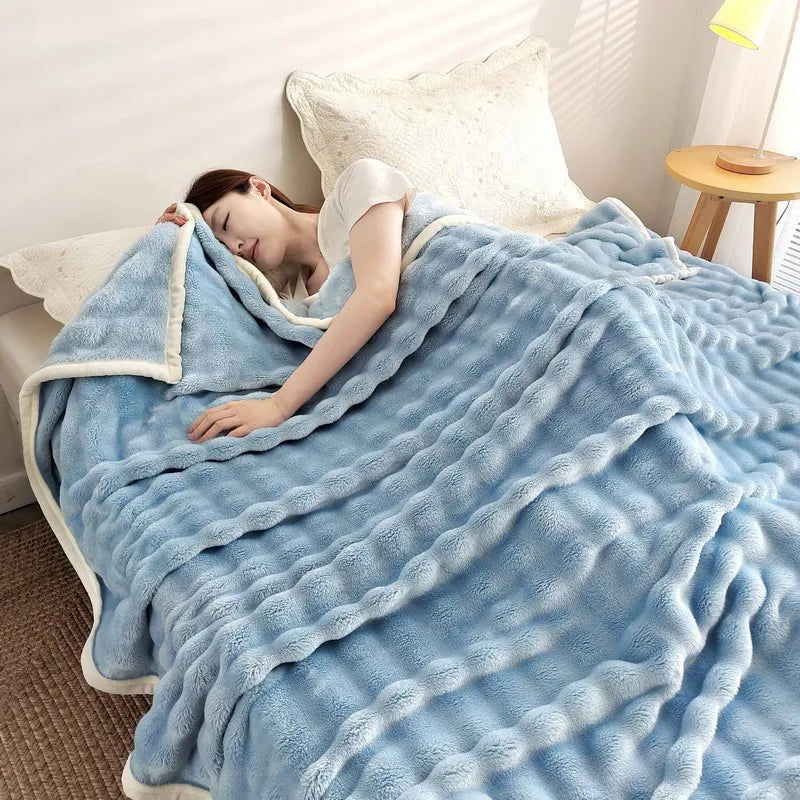 Veloura Cozy Blanket | Cozy Blanket Flannel | Rabbit Fur Look | Soft & Skin Friendly | For Sofa, Bed & Travel