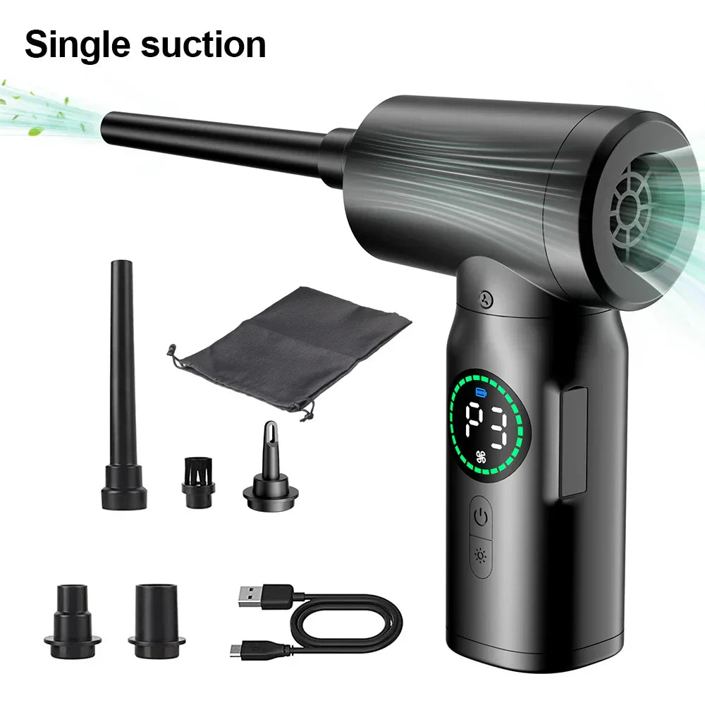 2-in-1 Portable Vacuum Cleaner and Blower with Compressed Air and LED Light (7500mAh)