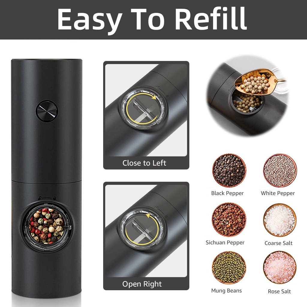 Electric automatic pepper and salt mill with LED light and adjustable grind - Perfect for the kitchen or the restaurant