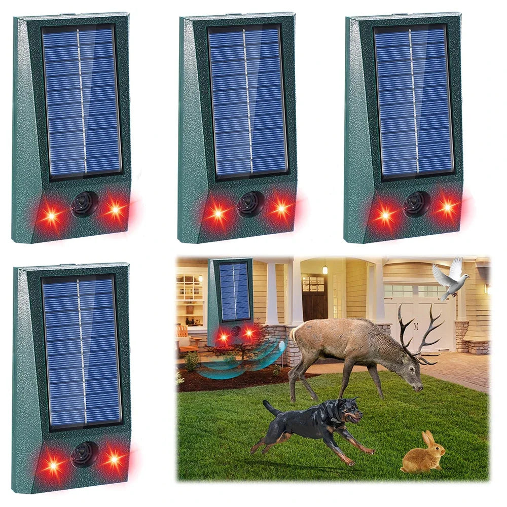SolarGuardix Ultrasonic Bird Repeller Solar | With LED & Motion Sensor | Waterproof IP58 | 600 m² Coverage