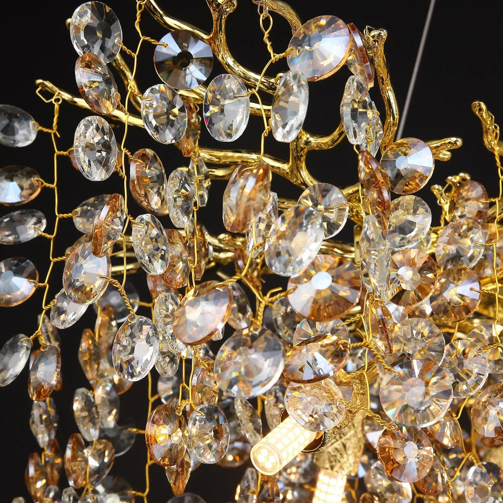 Long Crystal Pendant Chandelier | Nordic LED Island Light with Remote Control (G9)