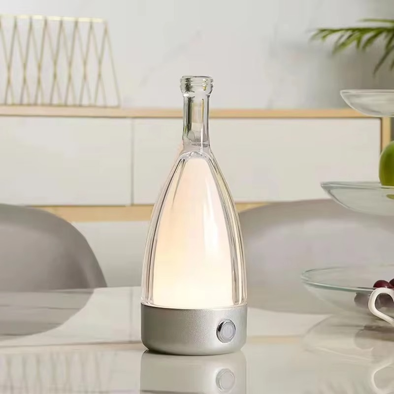 Wine Bottle Desk Lamp with Bluetooth Speaker – Rechargeable Modern Bedside Night Light