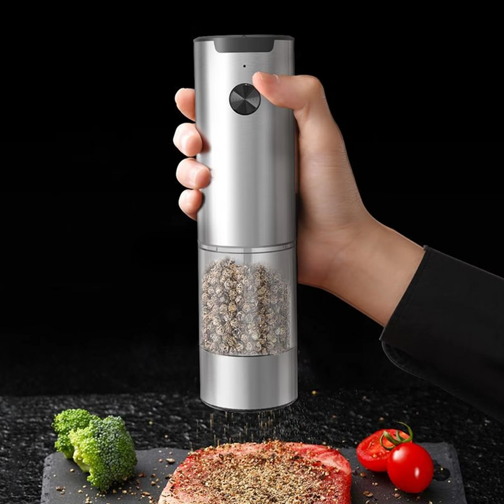 Electric Salt and Pepper Grinder Set with Adjustable Coarseness and LED Light