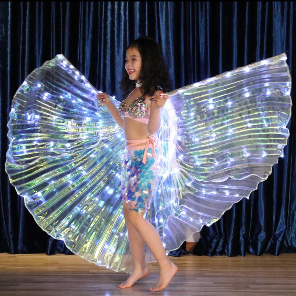 LED Wing Costume LumiWings | Glowing Fairy Cape | 140 cm / 110 cm | With Telescopic Rods & Switch | For Stage, Party & Show
