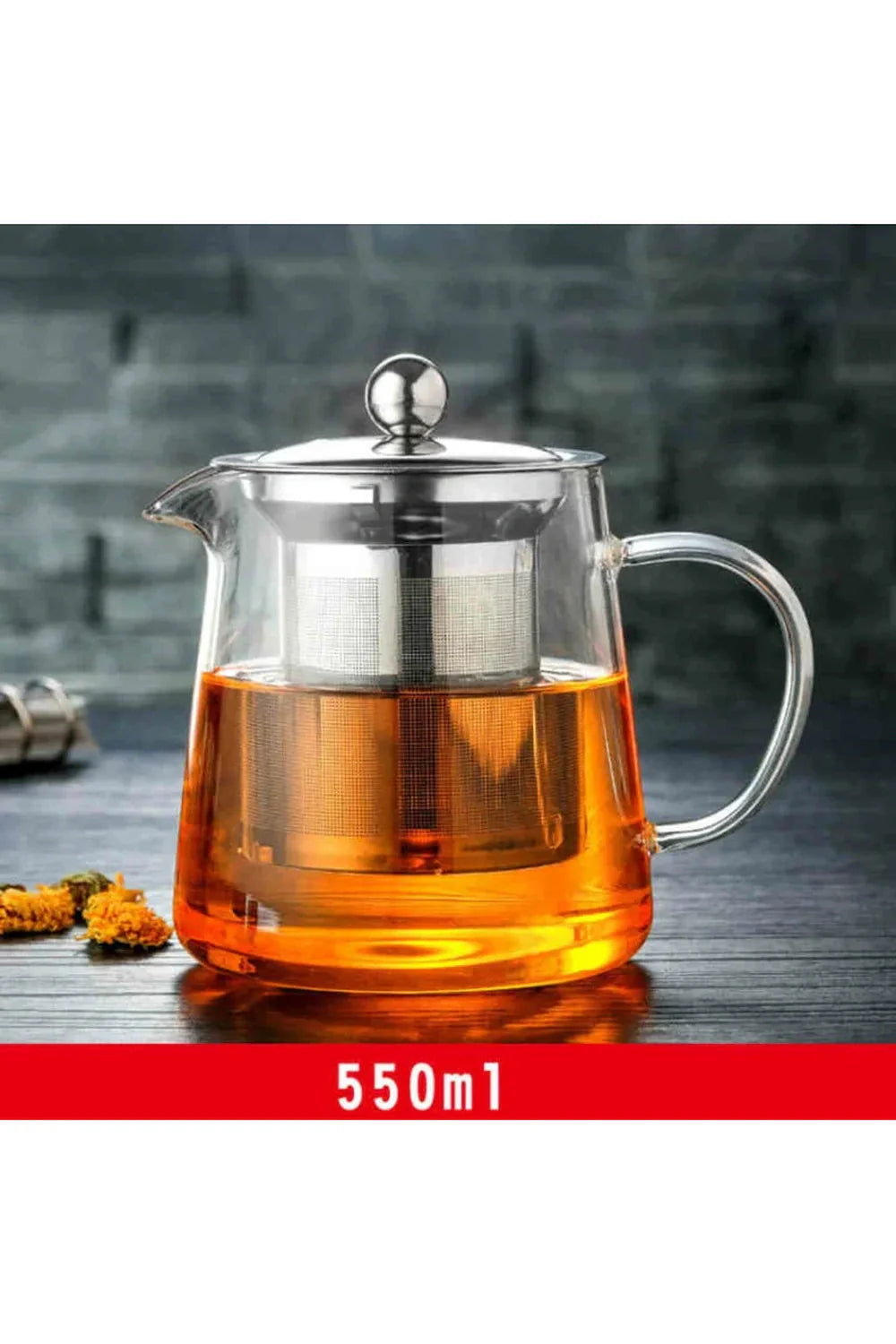 Stainless Steel Infuser Glass Teapot