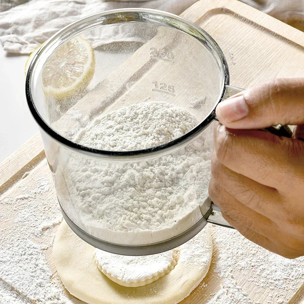 Floura Flour Sifter | One-Hand Operation & Fine Mesh | BPA-Free | 250ml for Flour & Confectioner's Sugar
