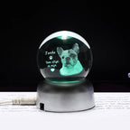 Personalized crystal ball with pet photo & LED base