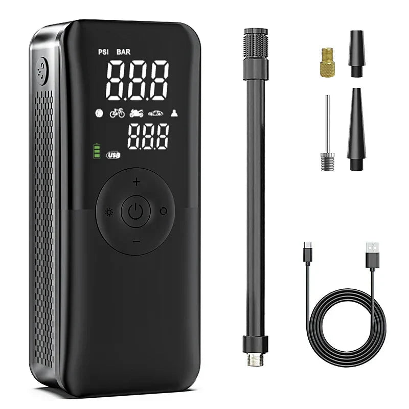 Portable tire pump with digital display Quick and accurate tire inflation