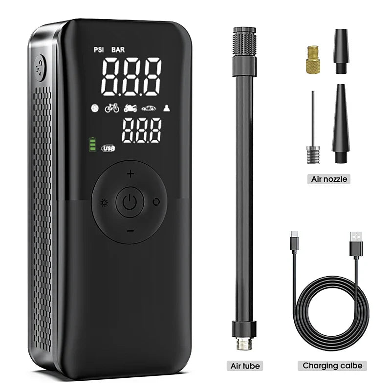 Air Compressor AIRTORO | Rechargeable & Cordless | For Car, Bicycle & Balls | With Power Bank Function