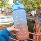 Outdoor 68oz Large Capacity Leakproof Water Bottle with Straw and Time Marker