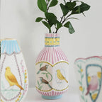 Vintage Illustration Ceramic Vase