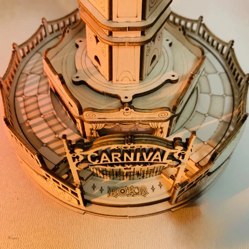 Wooden 3D Puzzle DIY Carnival Tower Kit