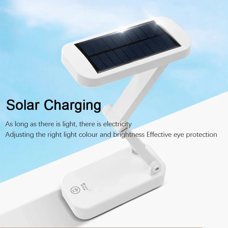 Solar LED Table Lamp | Foldable & Dimmable | USB Rechargeable | Eye-Friendly & Modern