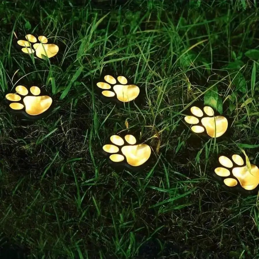 Solar lamp in paw print design – LED garden lighting in multicolor for outdoor use