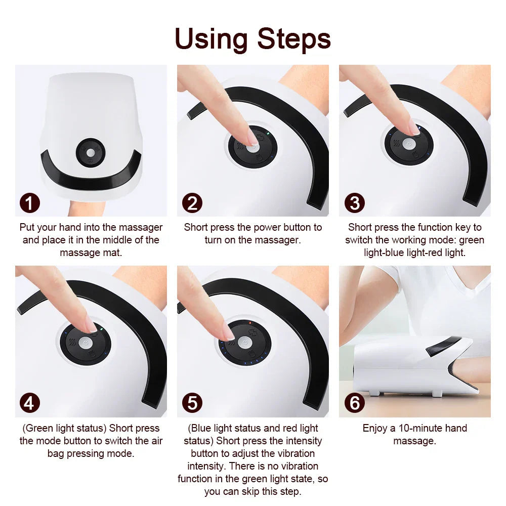 Hot Compress Electric Triple Mode Ergonomic Hand Massager