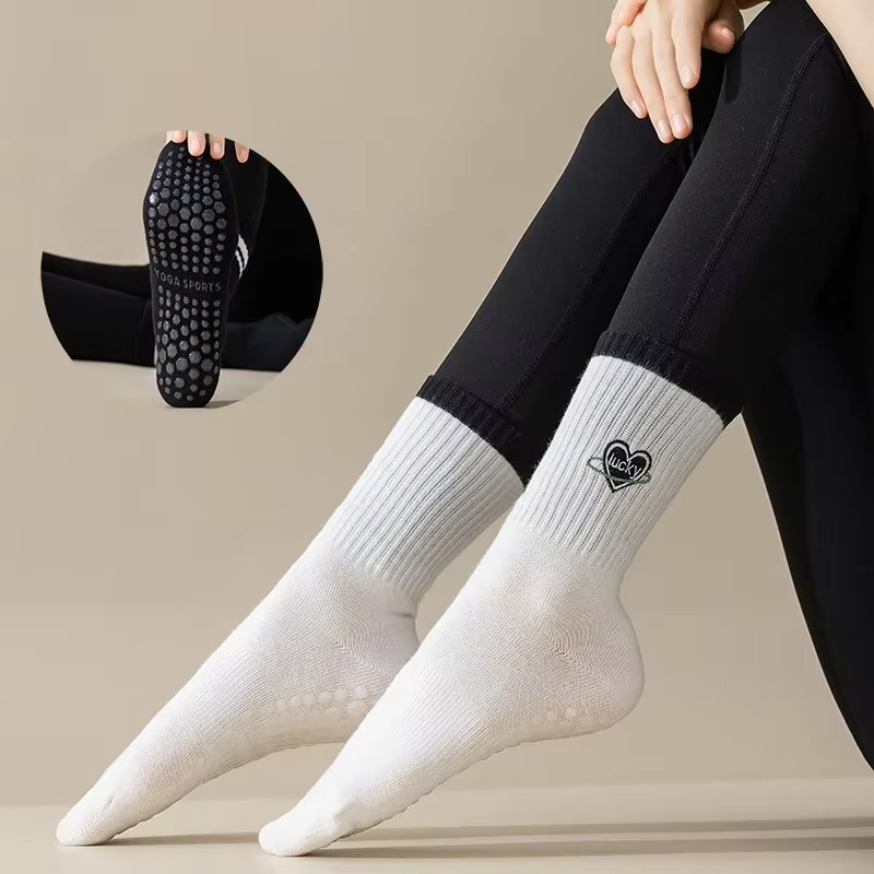 Unisex Mid-Calf Striped Yoga Socks - Non-Slip, Sweat-Absorbing, Odor-Control