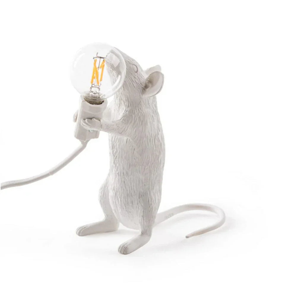 Modern LED Animal Table Lamps: Resin Rat, Cat, and Squirrel Night Lights