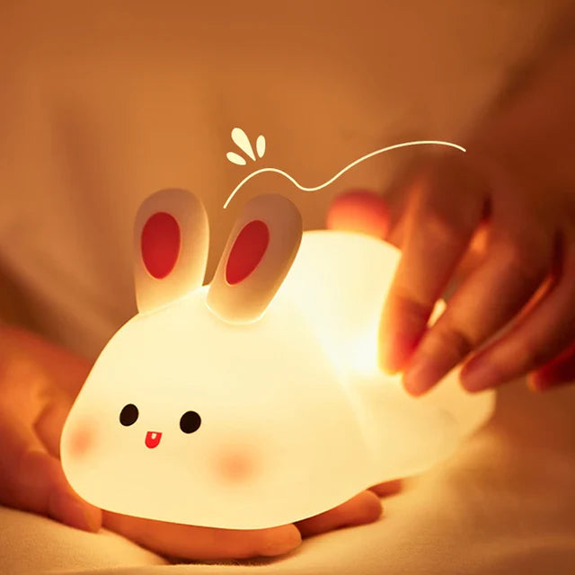 Cute Rabbit-Shaped USB Rechargeable Silicone Night Light for the Bedroom