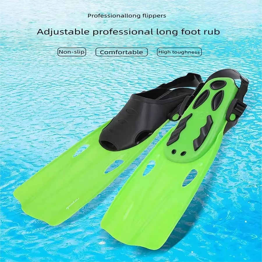 Adjustable Open Heel Snorkeling Fins, Compact Travel Swim Flippers for Snorkeling and Diving