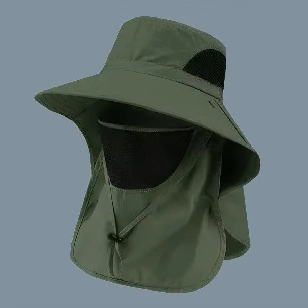 UV Protection Outdoor Sun Hat with Wide Brim and Neck Flap for Hiking, Fishing, and Camping