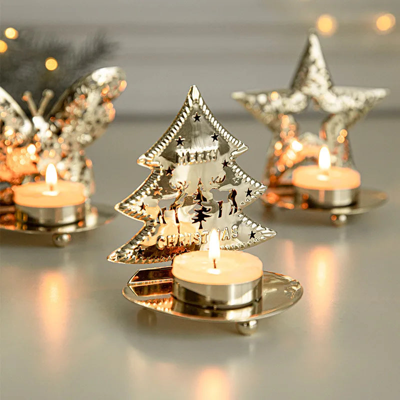 Gold Christmas Candle Holder