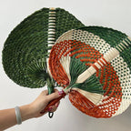 Handcrafted bamboo heart-shaped fan
