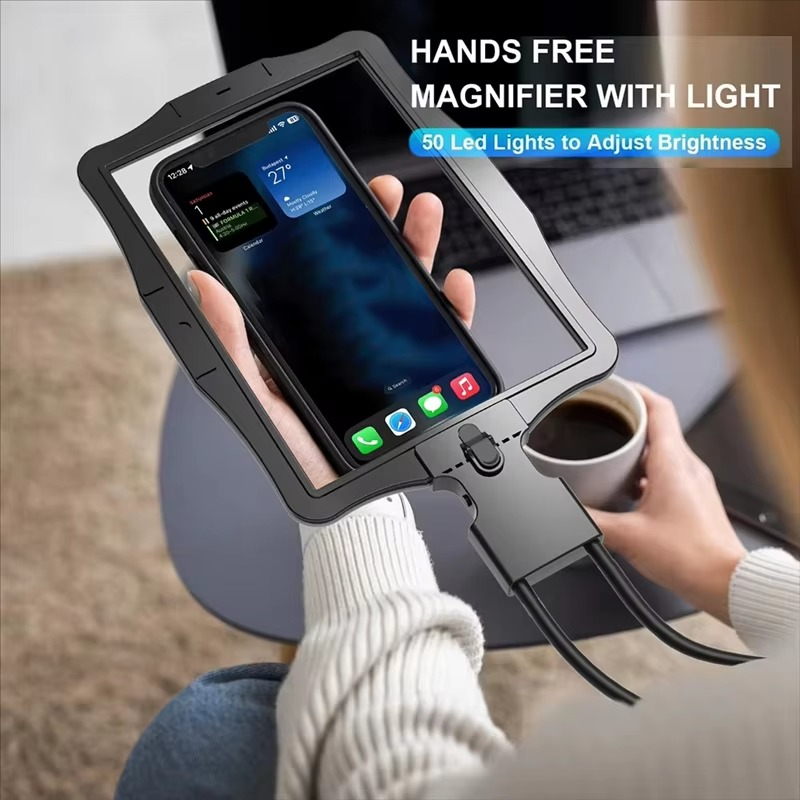 LED Illuminated Hands-Free Magnifying Glass with 5X Switchable Lens