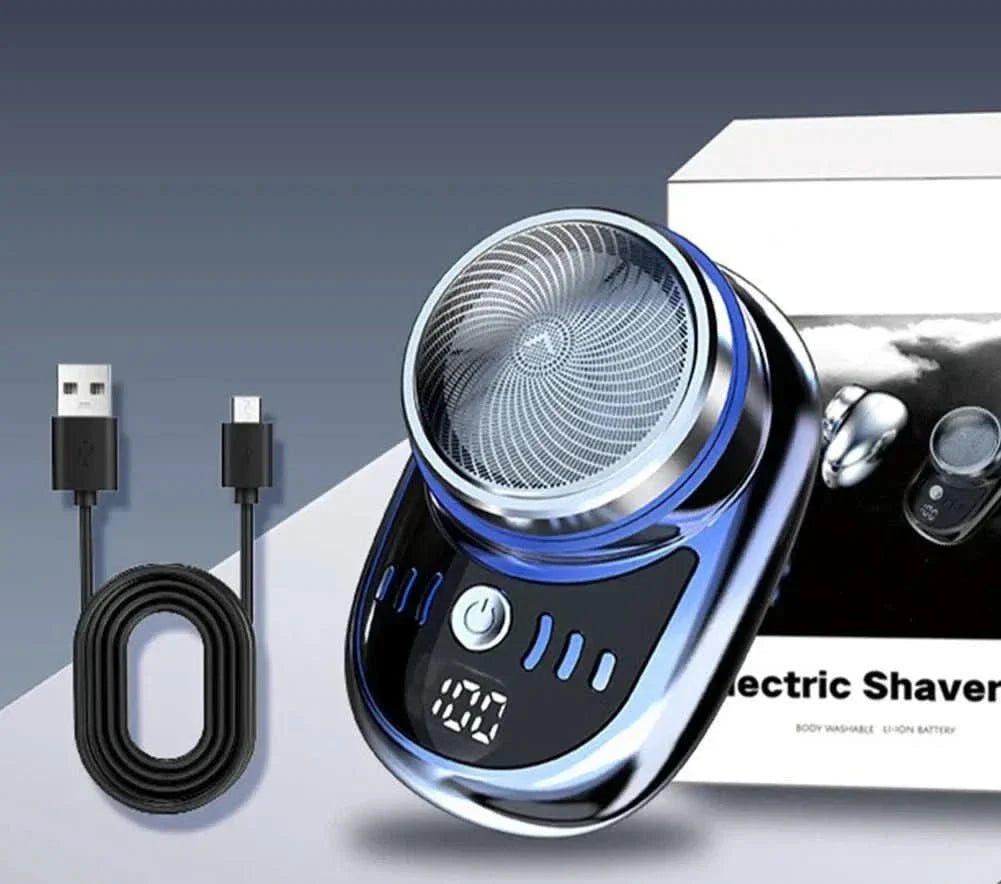 Compact USB shaver for travelling with digital battery display