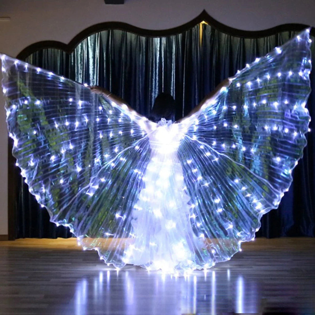 LED Wing Costume LumiWings | Glowing Fairy Cape | 140 cm / 110 cm | With Telescopic Rods & Switch | For Stage, Party & Show