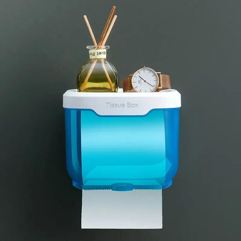 Wall-Mounted Toilet Paper Holder | With Shelf & Waterproof Box | Modern & Space-Saving