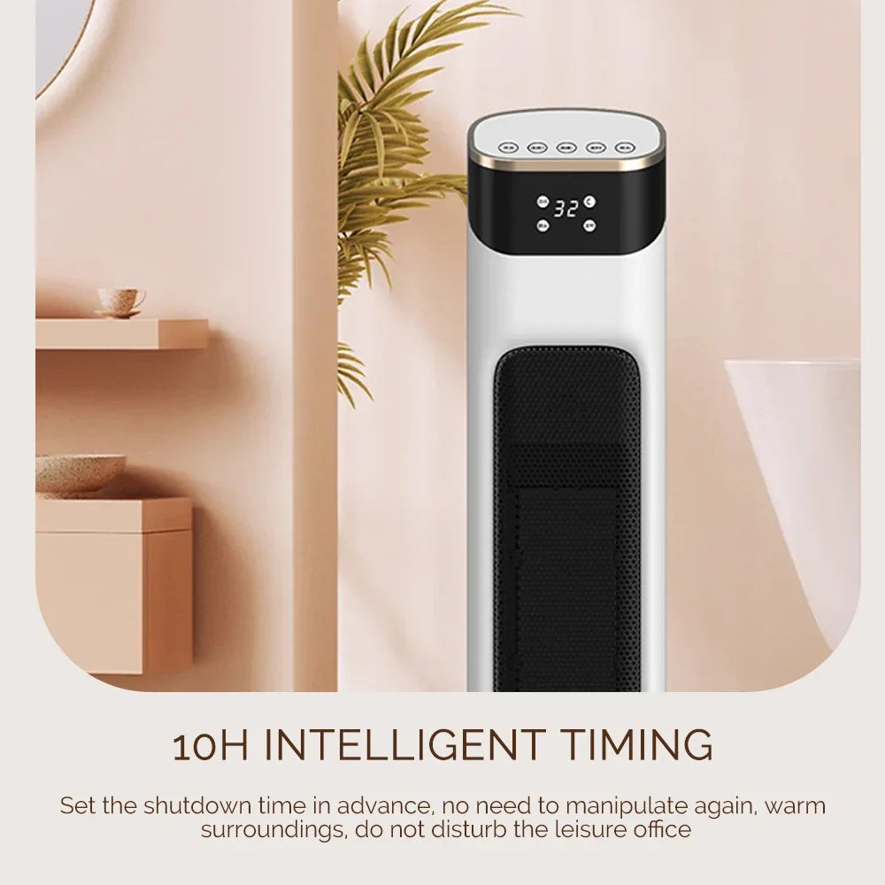Electric PTC Fan Heater with Adjustable Temperature, Remote Control and Timer, Energy Efficient