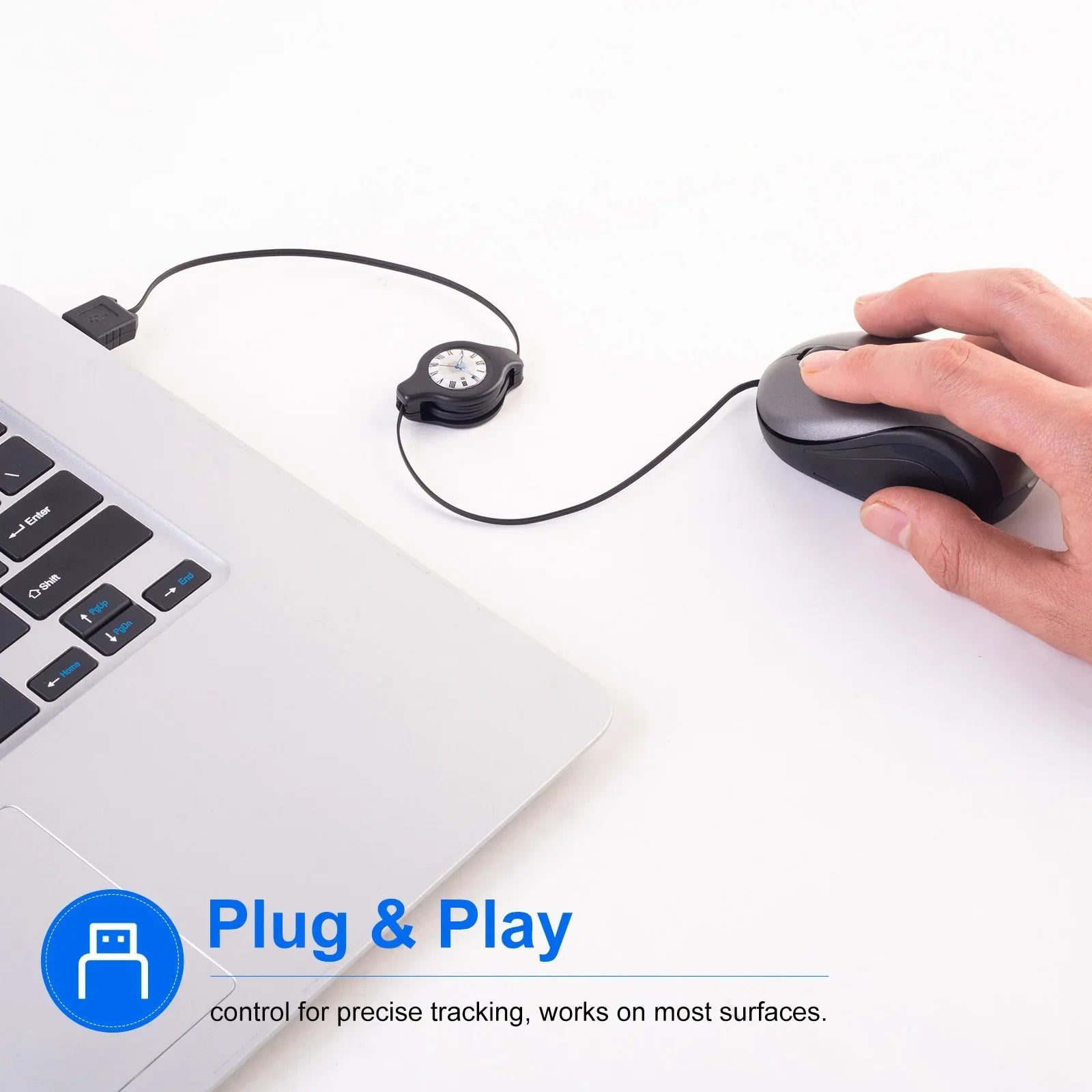 Portable USB Type C Retractable Mouse