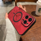 Luxury Deer Leather Apple iPhone Case | Magnetic Phone Case, Wireless Case, MagSafe, Wireless Charging, Protective Case, Cover for iPhone 15, 14, 13 Pro Max Plus