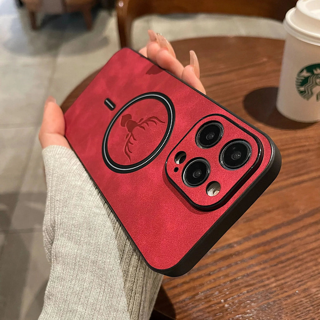 Deer Leather iPhone Case MagSafe Wireless Charging