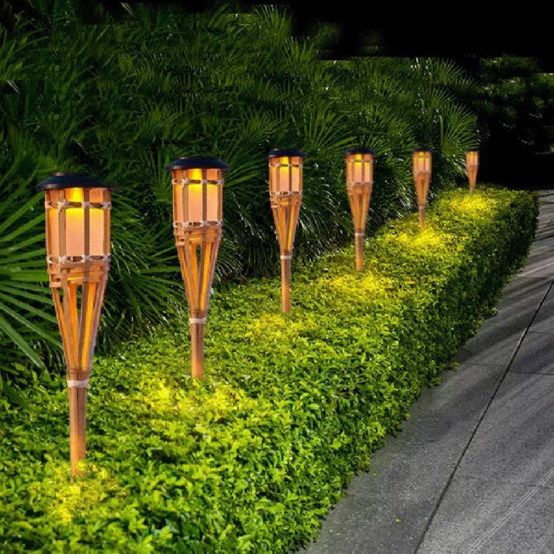 Solar Torch 5-piece Set | Flame Look LED Garden Lights | Solar Powered | Decorative Light for Outdoor