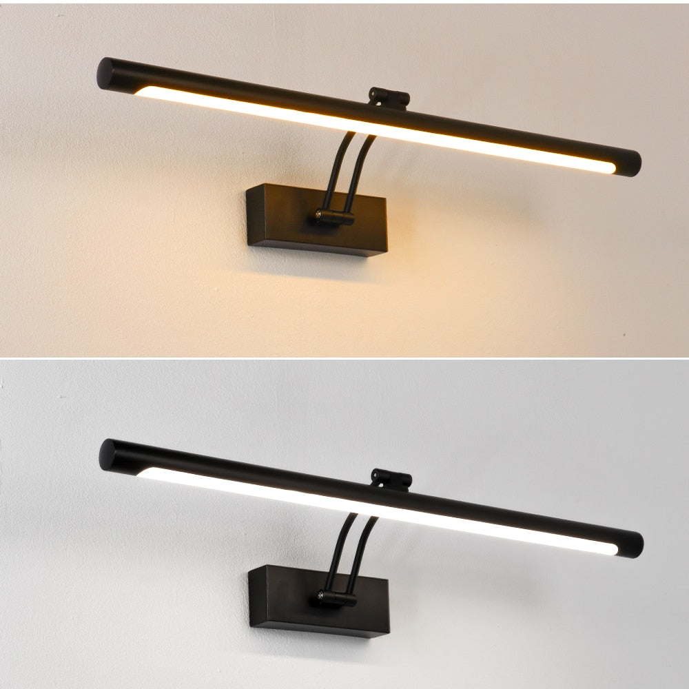 80-100cm LED wall lamp - Modern black/silver wall light for the bathroom, internally mounted picture light