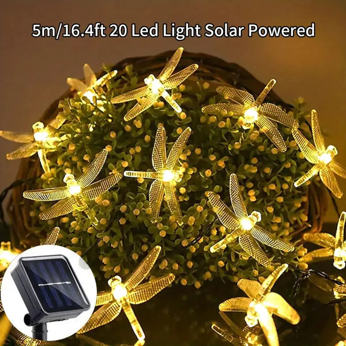 Solithia Dragonfly Light String | Solar | 8 Modes | IP65 Weatherproof | 5m 20 LEDs
