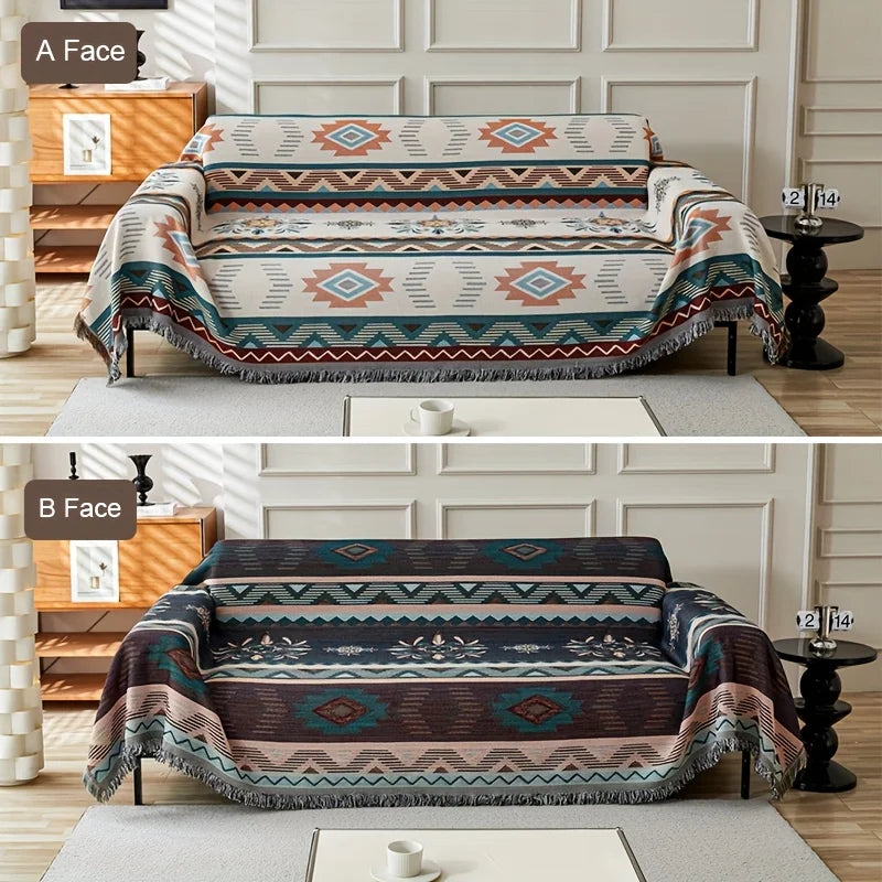 Sofa blanket EthnoLoom | Reversible & Dustproof | Pet friendly | Universal for all seasons