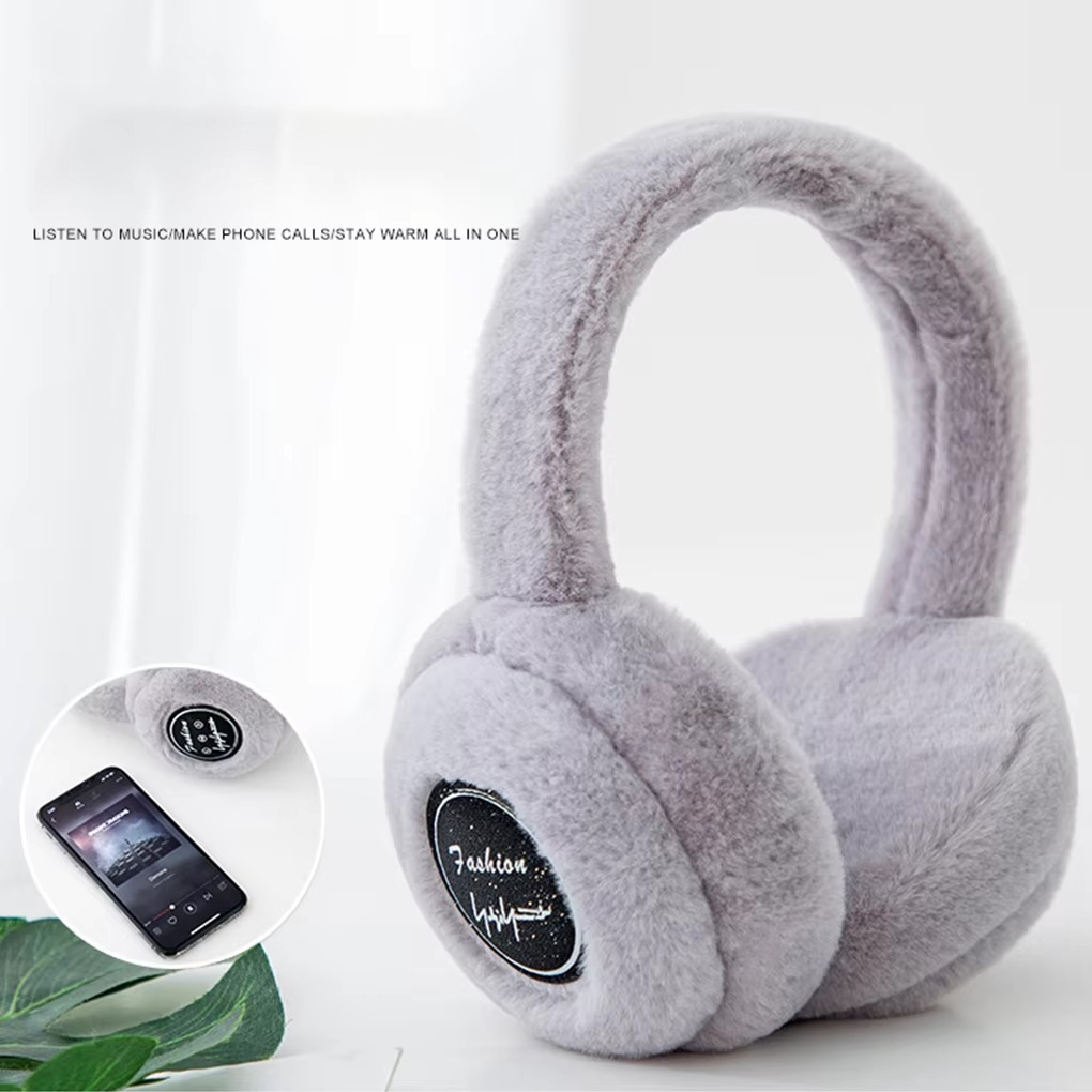 Wireless Plush Earphones with Bluetooth 5.2 and Warm Fur Design