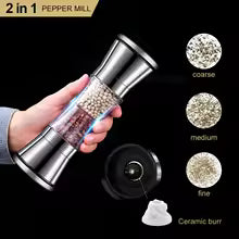 2-in-1 Spice Mill SPICURA DuoMill | Stainless Steel Double Mill for Salt & Pepper | Manual & Stylish