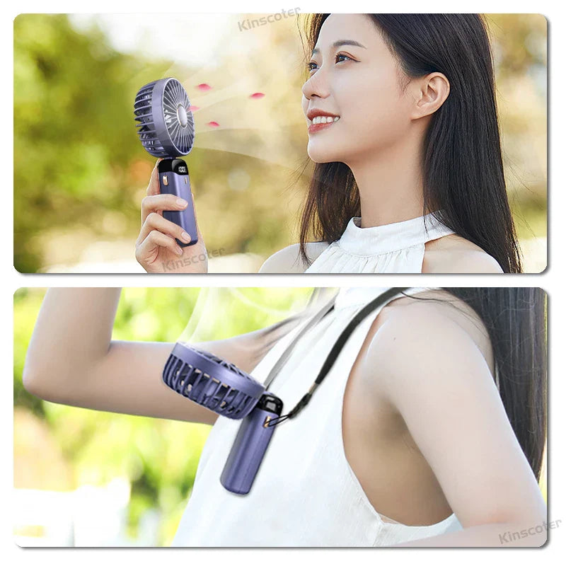 AERIONIQ 3-in-1 Mini-Fan | LED Display | 5 Levels | Battery with Power Bank Function | Portable & Standable