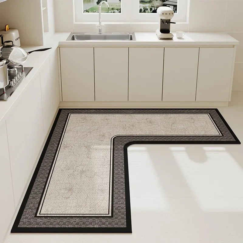 L-Shaped Diatomaceous Earth Floor Mat with Non-Slip Base