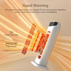 Electric PTC Fan Heater with Adjustable Temperature, Remote Control and Timer, Energy Efficient