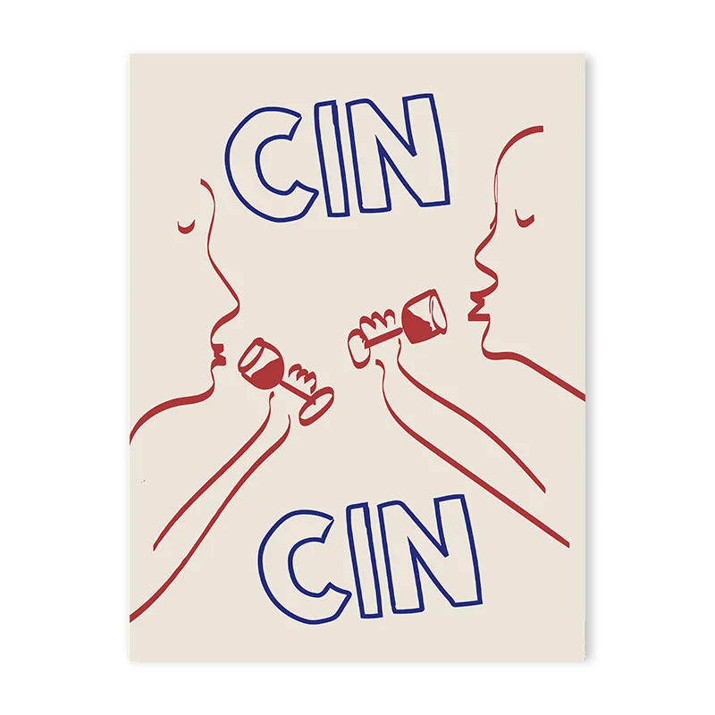 Cin Cheers Wall Art – Aesthetic Cocktail Poster Print