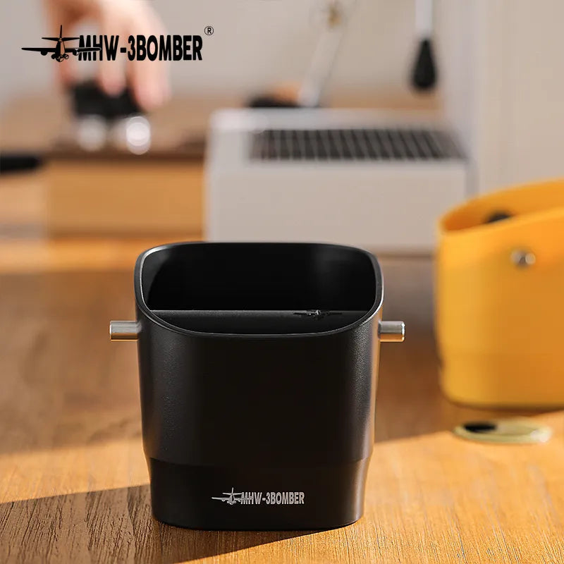 0.9–1.2 l Espresso knock box, detachable knock bar and non-slip base, square coffee grounds waste, barista desktop accessories