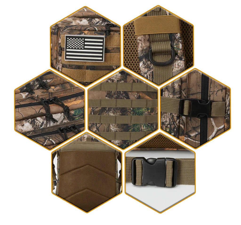 TACTICO45 45 L Outdoor Rucksack | Molle-System | 3-Day Capacity | Robust & Multifunctional – Black/Khaki/Olive