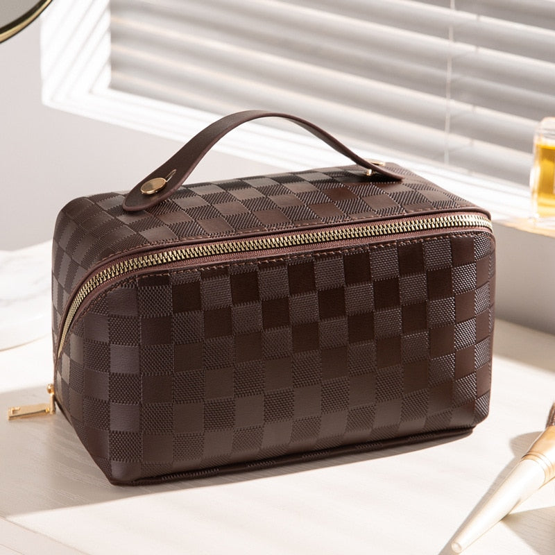 Velvoria Luxury Cosmetic Bag for Travel & Home | With Compartments & PU Leather | Water-Repellent & Versatile