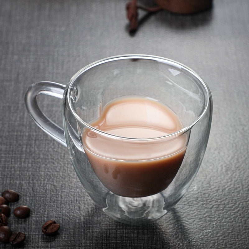 Heart Love Shape Glass Mug Double-Walled Coffee Cups Insulated Tea Milk Lemon Juice Water Cup Heat-Resistant Drinkware Lover Gift