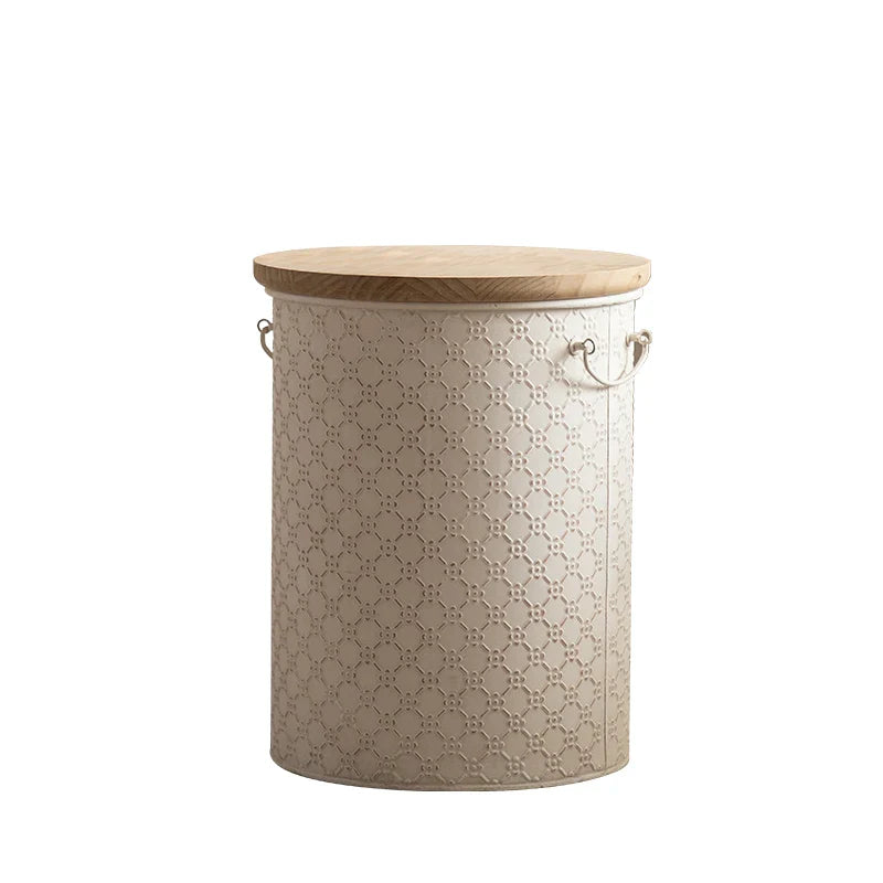 French Side Table Made of Iron with Storage Bin Space-Saving Design