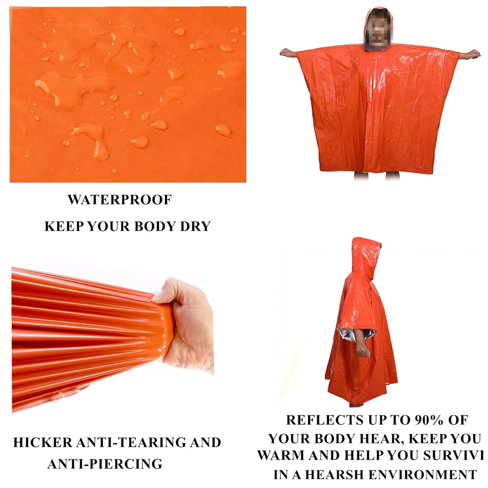 Foldable Rain Poncho – Protection against Weather & Wind